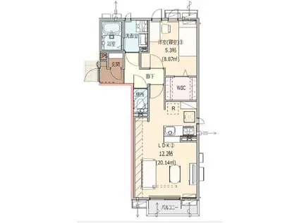 フォンテーヌII(1LDK/2階)の間取り写真