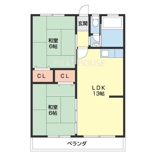 明伸マンション(2LDK/2階)の間取り写真