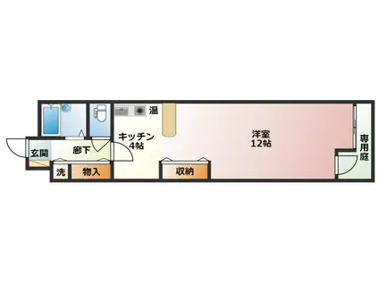 ダイアパレス犀川大通・幸町(1K/1階)の間取り写真