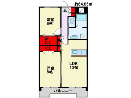 シャトルヤマトII(2LDK/3階)の間取り写真