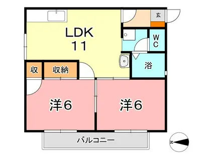 びら浅野(2LDK/1階)の間取り写真