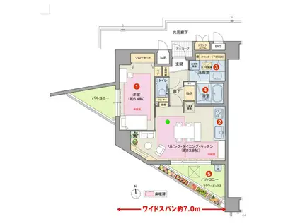 ピアッツァコート奈良三条(1LDK/2階)の間取り写真
