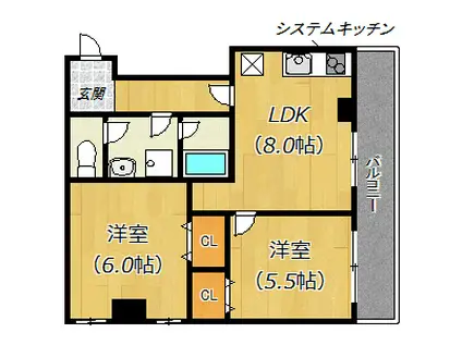 ゴールドクレスト(2LDK/3階)の間取り写真