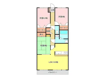 マリベール中須賀(3LDK/8階)の間取り写真
