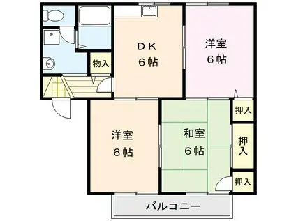 ドエルハウス南高下 A棟(3DK/2階)の間取り写真