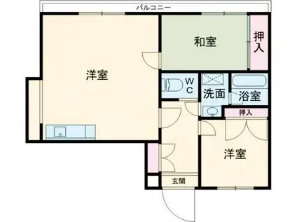 ロイヤルコーポ忠岡(2LDK/3階)の間取り写真