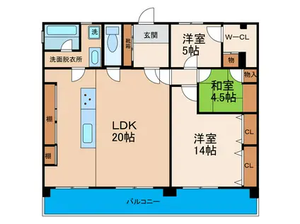 瓦町マンション(3LDK/9階)の間取り写真