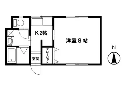 シャトーシマダII(1K/1階)の間取り写真