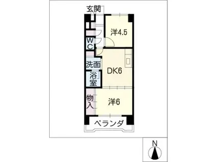 長良SANWAマンション(2DK/2階)の間取り写真