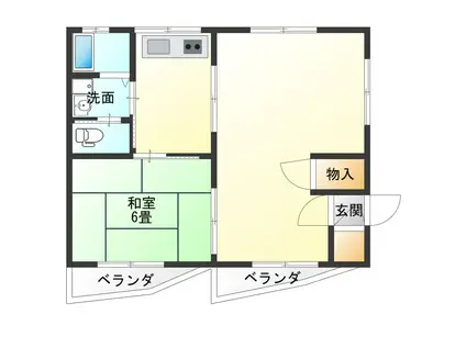 駒崎ビル(2K/2階)の間取り写真