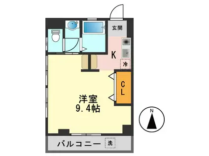 上野ハイツ(ワンルーム/2階)の間取り写真