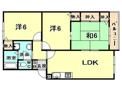 フローラル夙川(3LDK/1階)の間取り写真