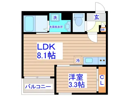 R‐SMART南仙台(1LDK/2階)の間取り写真