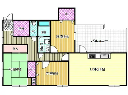 河南町大字白木アパート(3LDK/2階)の間取り写真