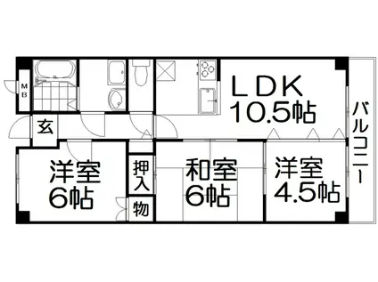ビュースターOSHIMA(3LDK/4階)の間取り写真