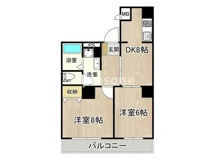JMRレジデンス新大阪 (2DK/3階)の間取り写真