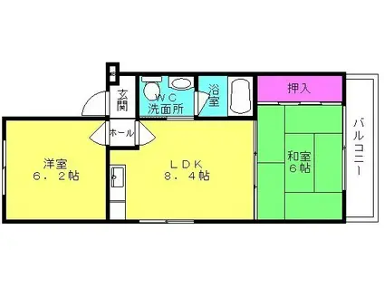 西川ハイツ(2LDK/2階)の間取り写真