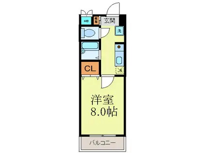 江坂ニュー白百合(1K/3階)の間取り写真