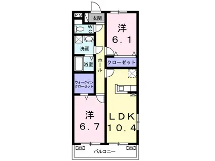 ソレイユカヤノV(2LDK/3階)の間取り写真