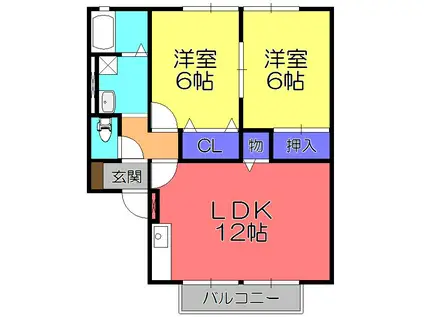 ウエストヴィレッジ(2LDK/1階)の間取り写真