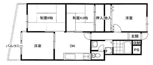 フォルム高羽(4DK/1階)の間取り写真