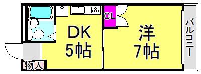 城ノ下ハイツA棟(1DK/1階)の間取り写真