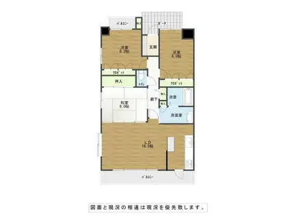 サーパス医大前第2(3LDK/6階)の間取り写真