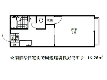 ルシエール平野C棟(1K/1階)の間取り写真
