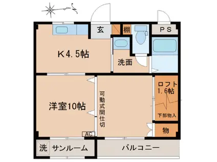 ビルトマンション米田(1DK/2階)の間取り写真
