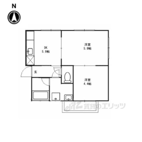 白崎ハイツ(2DK/2階)の間取り写真