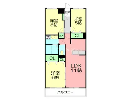 ファインコート本厚木(3LDK/1階)の間取り写真
