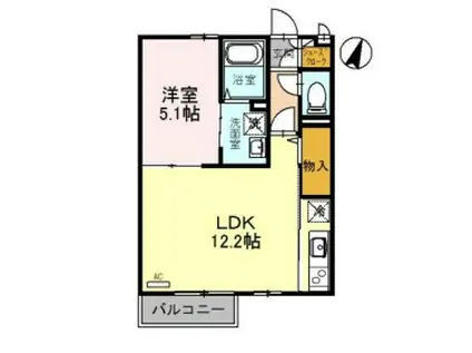 プランドール中道B棟(1LDK/2階)の間取り写真