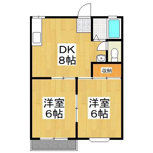ベルエポック西片上(2DK/2階)の間取り写真
