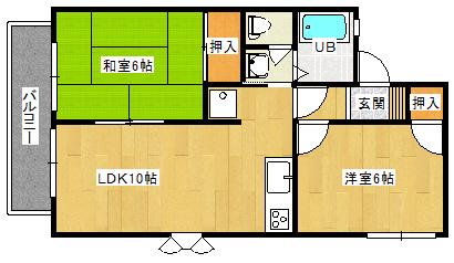 ヴァンベール(2SLDK/2階)の間取り写真