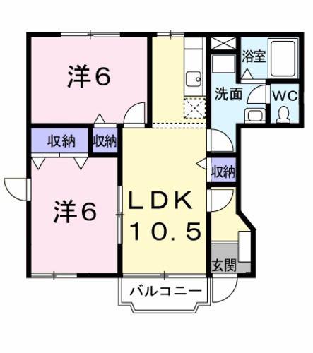 ブライズベールI(2LDK/1階)の間取り写真