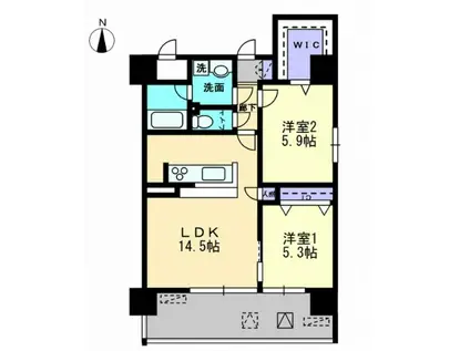 POISSON MARCHE 倉敷(2LDK/8階)の間取り写真