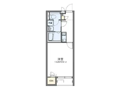 レインボー上竹(1K/2階)の間取り写真