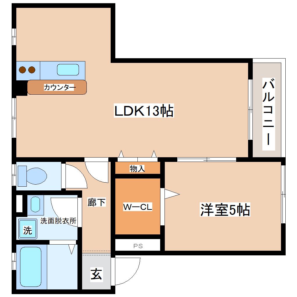 プレジールダイヤII(1LDK/3階)の間取り写真