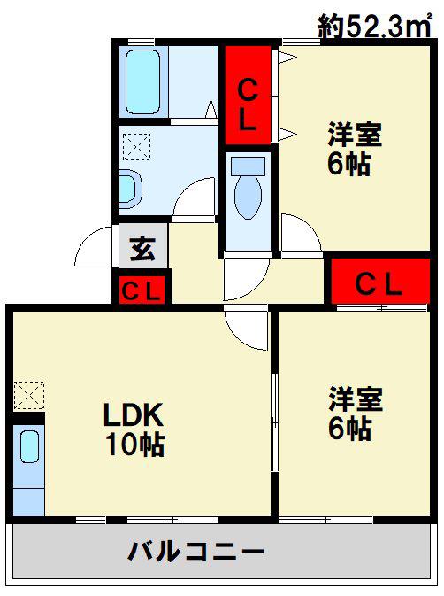 グローリー中村(2LDK/1階)の間取り写真