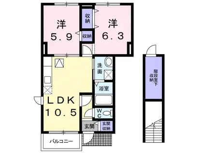 プラーノ佐七(2LDK/1階)の間取り写真