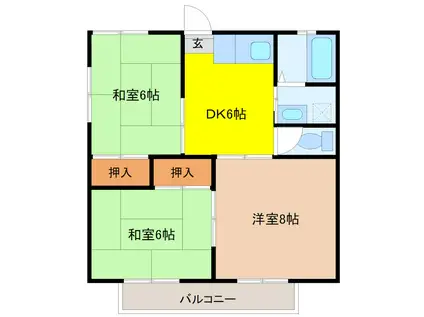 メゾン古城B(3DK/2階)の間取り写真