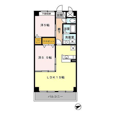 マーヴェラス(2LDK/5階)の間取り写真
