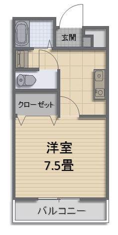 グラデーションダイヤ(1K/2階)の間取り写真