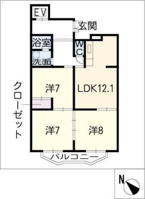アプリシェイテッ(3LDK/3階)の間取り写真