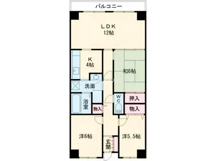 PHOENIX COURT 交野II(3LDK/3階)の間取り写真