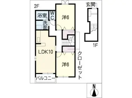 グレイスA(2LDK/2階)の間取り写真