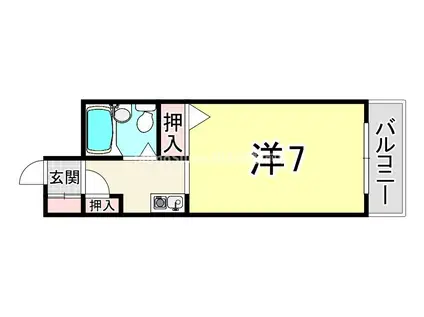 メルベールマウンテンヴィレッジ(ワンルーム/1階)の間取り写真