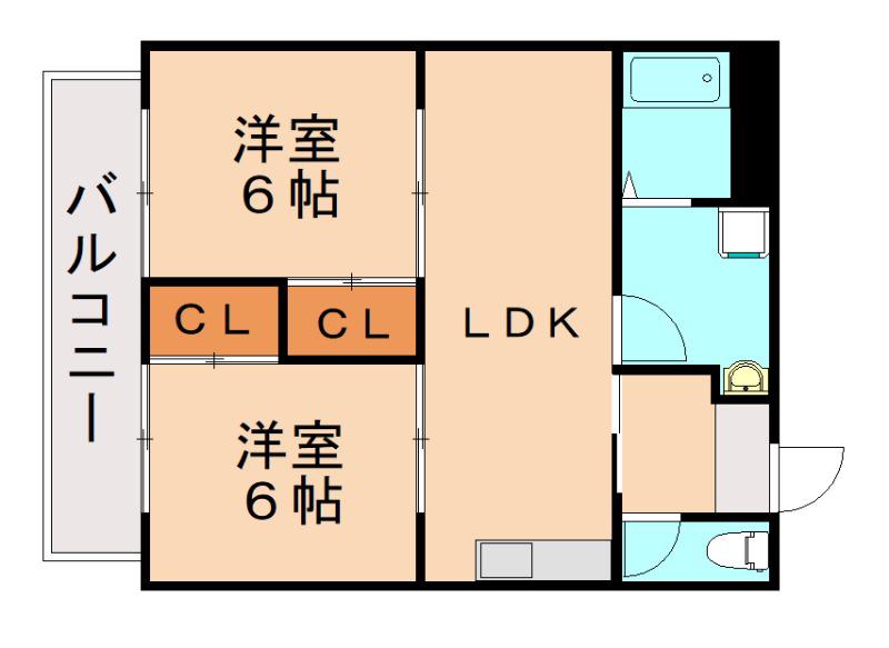 シャルダン学園台(2LDK/2階)の間取り写真
