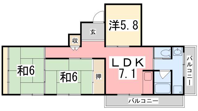 石田ビル(3DK/4階)の間取り写真