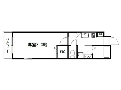 サイプレス西院(1K/4階)の間取り写真